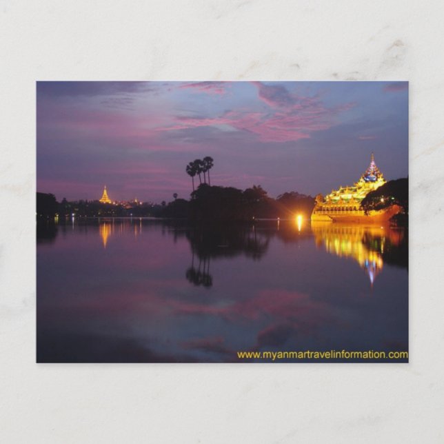 Postal Lago Real de Yangon 1 (Anverso)