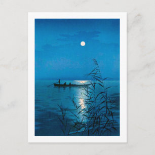 Postal Lago Reed y Luna Llena, Koho Shoda, Woodcut