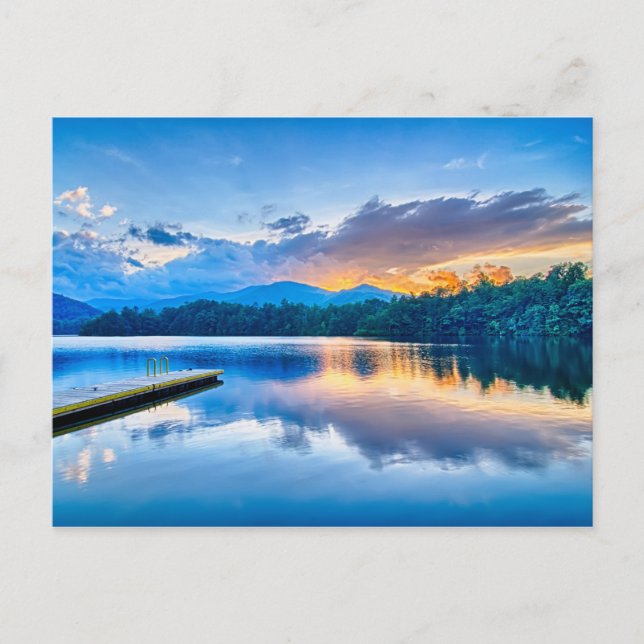 Postal lago, santeetlah, grande, fumoso, montañas, norte, (Anverso)