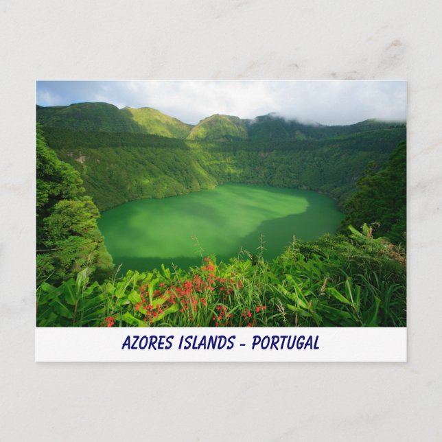 Postal Lago Santiago, Azores (Anverso)