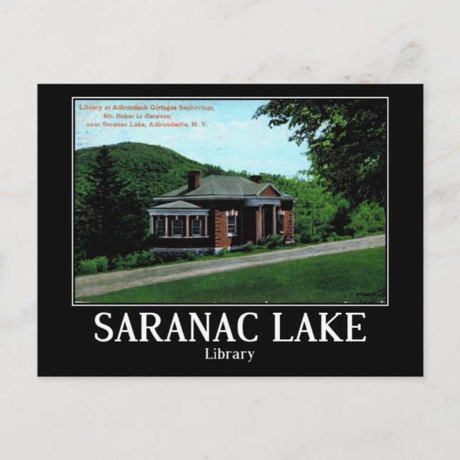 Postal Lago Saranac, Adirondacks, Biblioteca Vintage (Anverso)