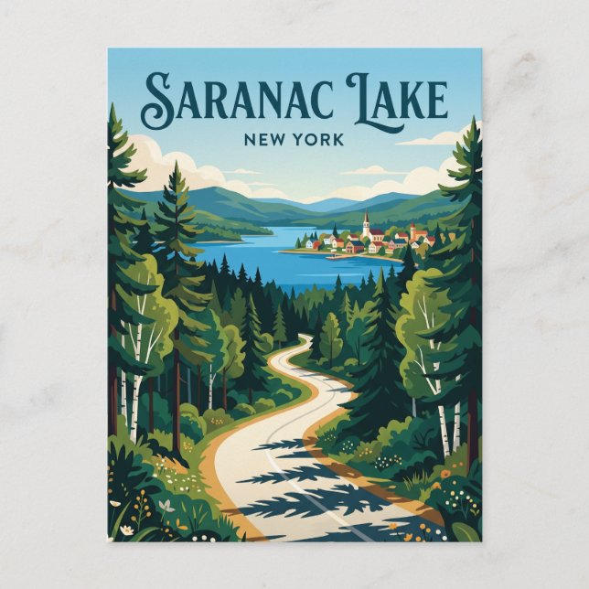 Postal Lago Saranac EE. UU. (Anverso)