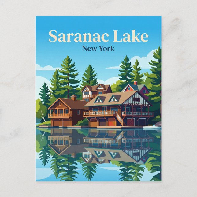 Postal Lago Saranac Nueva York (Anverso)