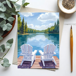 Postal Lago Sebago Maine | Pintura de silla Adirondack