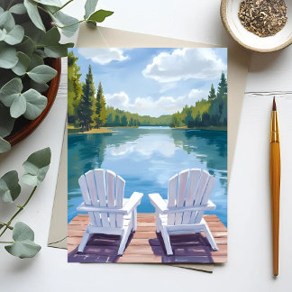 Postal Lago Sebago Maine | Pintura de silla Adirondack