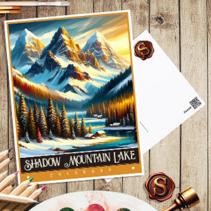 Postal Lago Shadow Mountain, Colorado Pintura Vintage