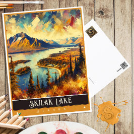 Postal Lago Skilak, Alaska | Pintura Vintage