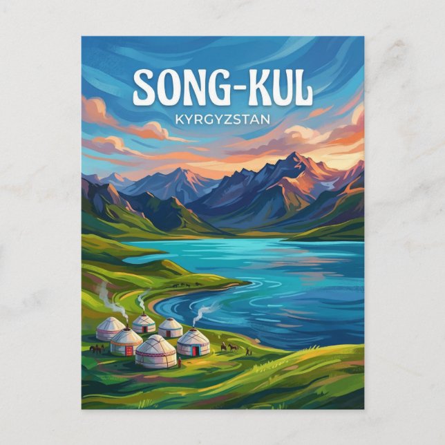 Postal Lago Song-Kul Kirguistán (Anverso)