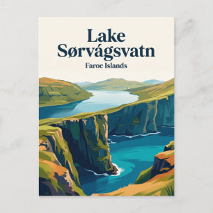 Postal Lago Sørvágsvatn (El Lago Sobre el Océano)