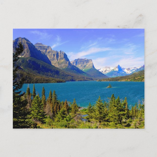 Postal Lago St. Mary, Parque Nacional Glacier, Montana (Anverso)