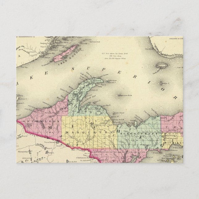 Postal Lago Superior Y La Parte Norte De Michigan (Anverso)