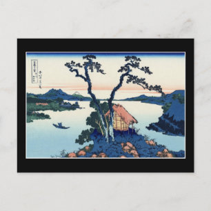 Postal Lago Suwa en la provincia de Shinano (por Hokusai)