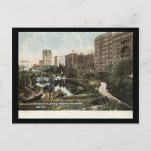 Postal Lago Swan, Central Park, Nueva York City 1909 Vint