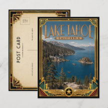 Lago Tahoe California Arte Deco Vintage Edad Dorad