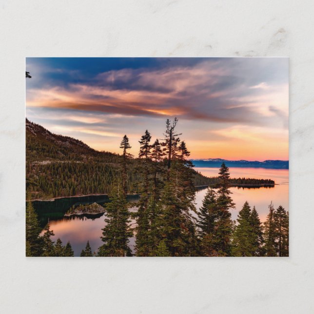 Postal Lago Tahoe California en el Personalizable Sunset (Anverso)