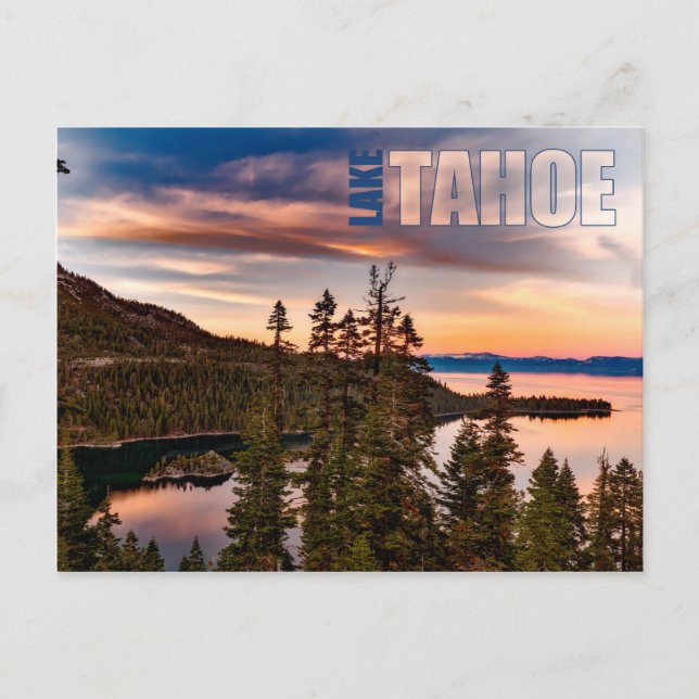 Postal Lago Tahoe California en Sunset Beautiful (Anverso)