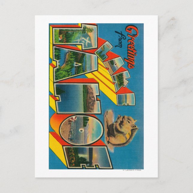 Postal Lago Tahoe, California - Escenas de letras grandes (Anverso)