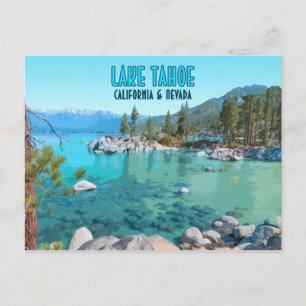 Postal Lago Tahoe California Nevada Vintage