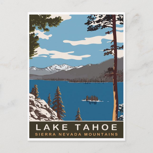 Postal Lago Tahoe, Sierra Nevada, Viajes (Anverso)