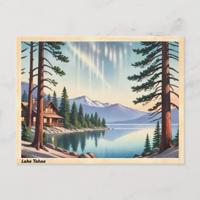 Postal Lago Tahoe Sierra Nevada Vintage (Anverso)