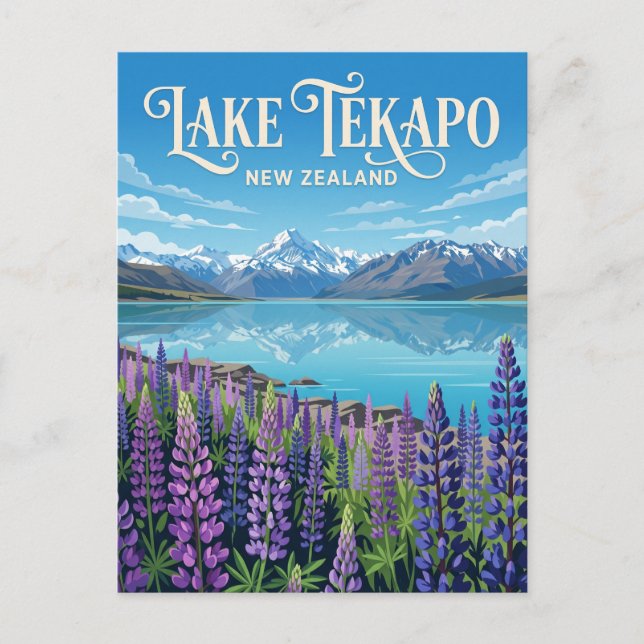 Postal Lago Tekapo Nueva Zelanda (Anverso)