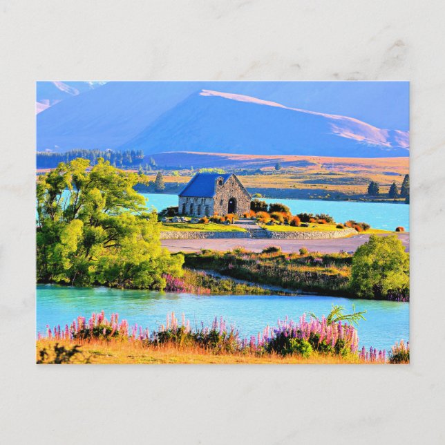 Postal Lago Tekapo, Nueva Zelanda (Anverso)