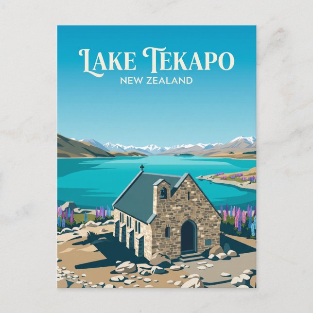 Postal Lago Tekapo Nueva Zelanda (Anverso)
