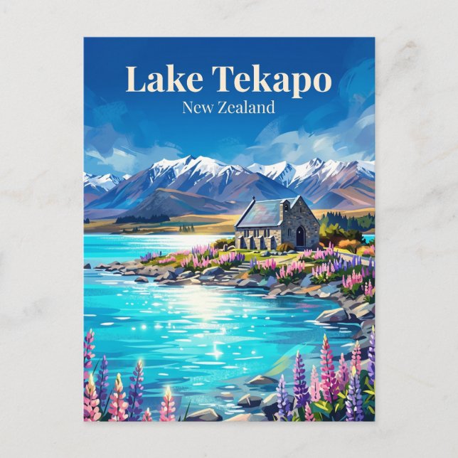 Postal Lago Tekapo Nueva Zelanda (Anverso)