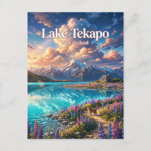 Postal Lago Tekapo Nueva Zelanda