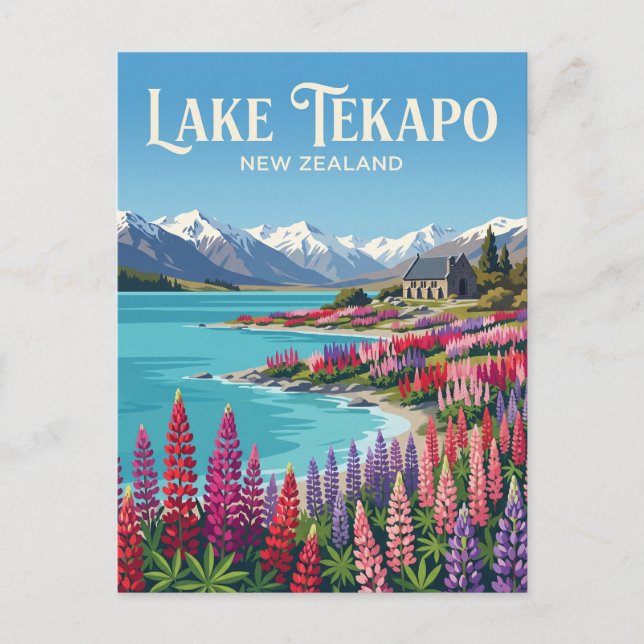Postal Lago Tekapo Nueva Zelanda (Anverso)