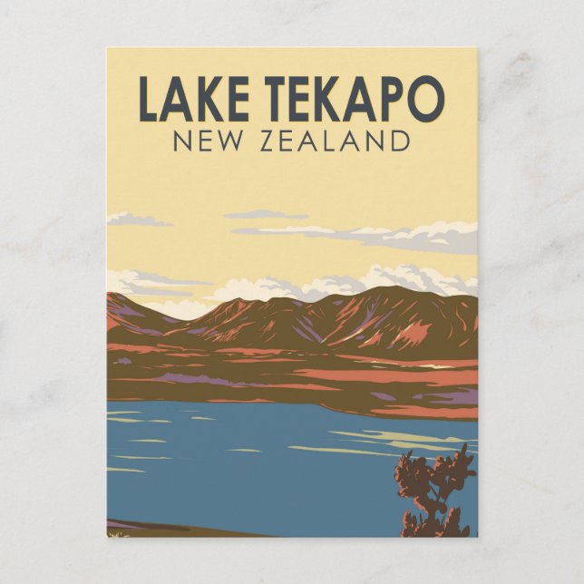 Postal Lago Tekapo Nueva Zelanda Viaje de Nueva Zelanda (Anverso)