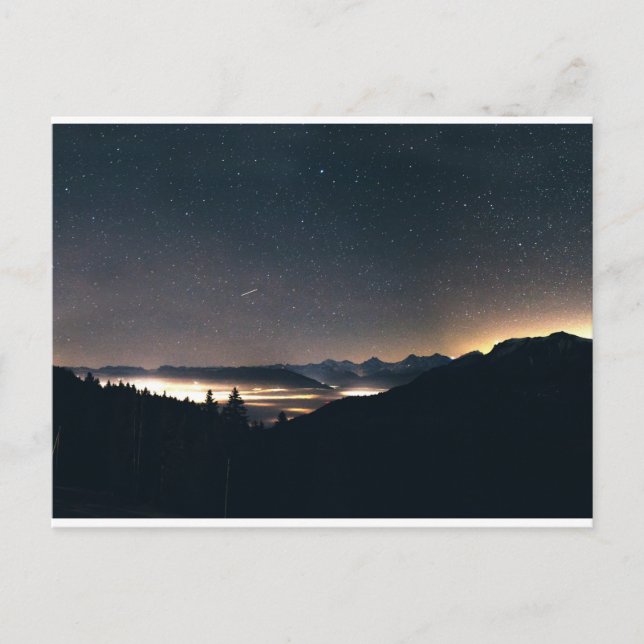 Postal Lago Thun, Suiza y Starry Sky (Anverso)