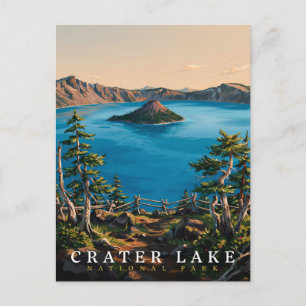 Postal Lago Volcánico Parque Nacional Crater Lake