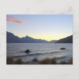 Postal Lago Wakatipu en Sunset, Queenstown, Nueva Zelanda
