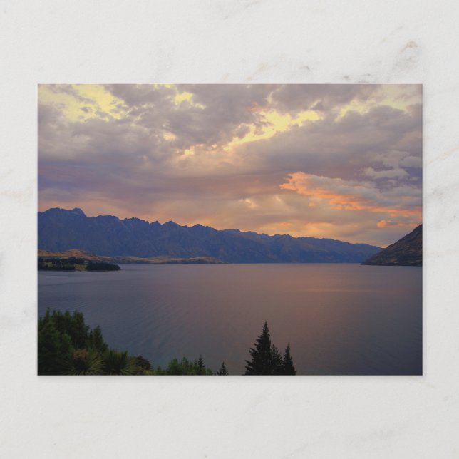 Postal Lago Wakatipu Sunset, Queenstown, Nueva Zelanda (Anverso)