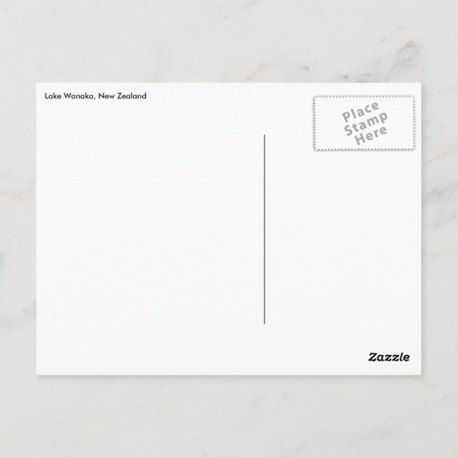 Postal Lago Wanaka, Nueva Zelanda (Reverso)
