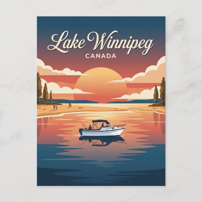 Postal Lago Winnipeg Canadá (Anverso)