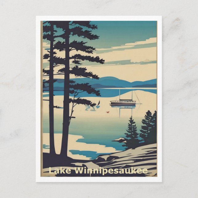 Postal Lago Winnipesaukee NH Quiet Lake Scene Art Gráfico (Anverso)