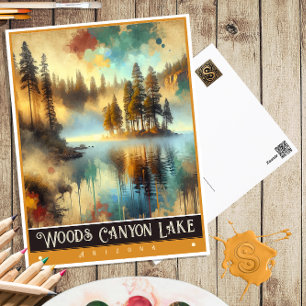 Postal Lago Woods Canyon, Arizona   Pintura Vintage