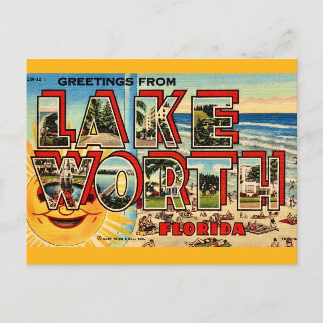 Postal Lago Worth Florida Retro (Anverso)