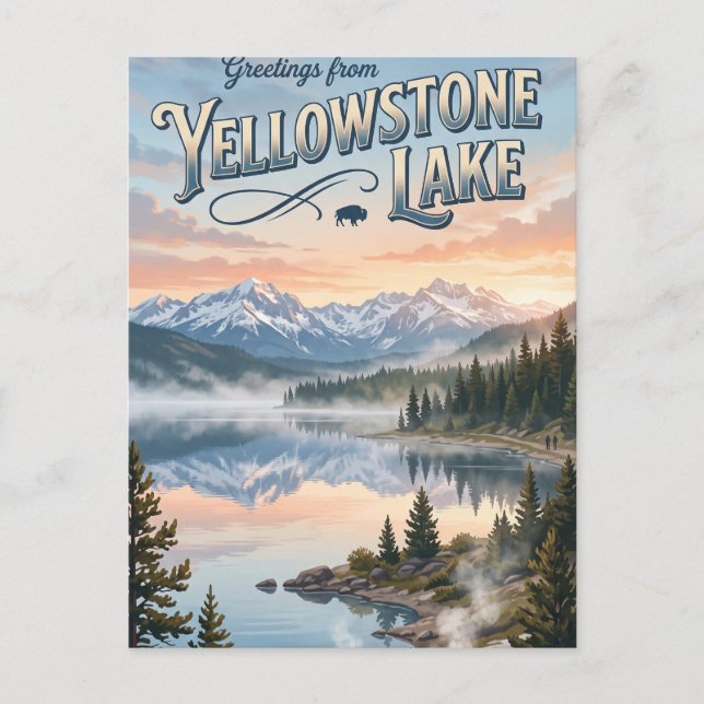 Postal Lago Yellowstone EE. UU. (Anverso)