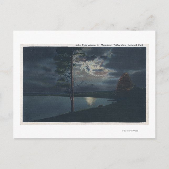 Postal Lago Yellowstone, WYVview of Lake by Moonlight (Anverso)