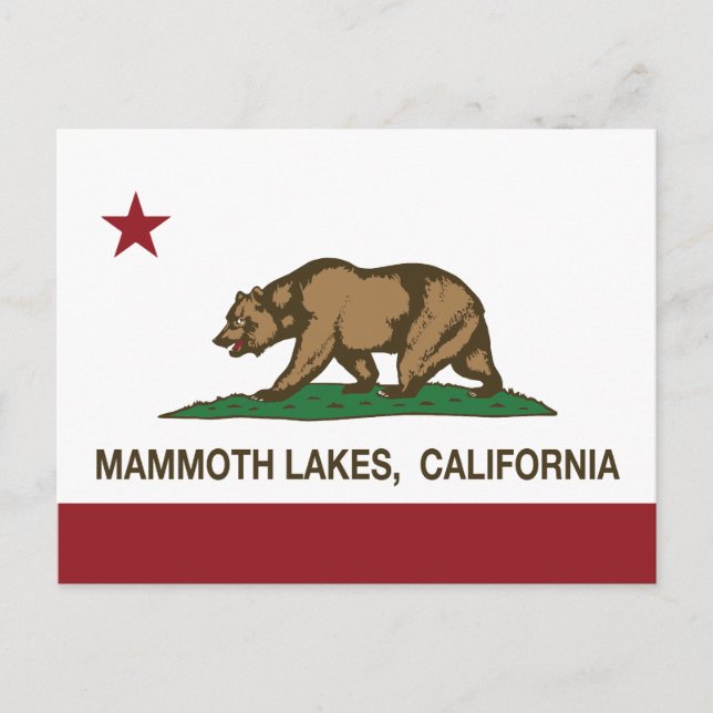 Postal Lagos de Mammoth con bandera de la República de Ca (Anverso)