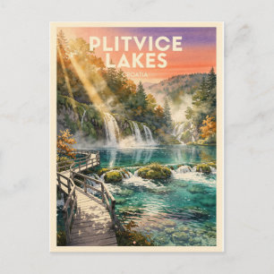 Postal Lagos de Plitvice Croacia Vintage