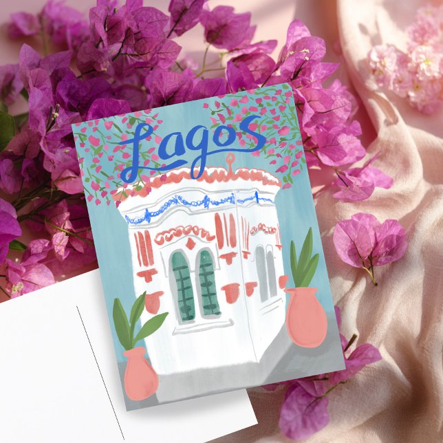 Postal Lagos Portugal Quiosco Algarve Cute arte hecho a m (Lagos Portugal Quiosque Algarve Cute Handmade Art Postcard
)