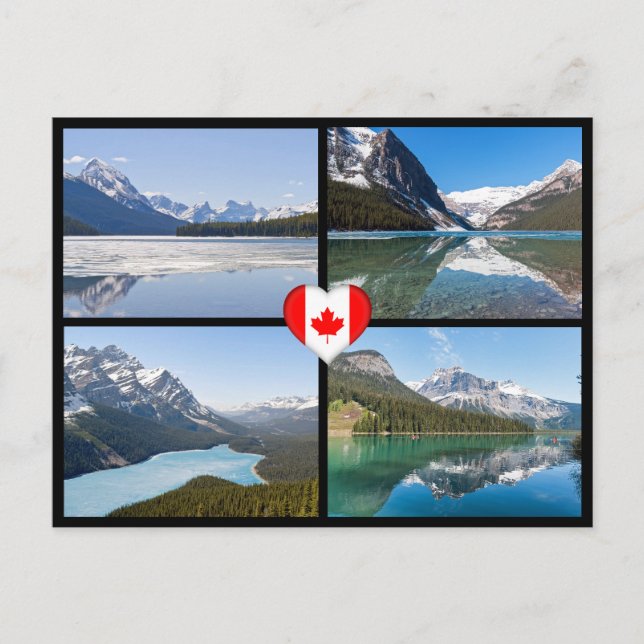 Postal Lagos y paisajes famosos en el oeste de Canadá (Anverso)