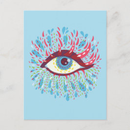 Postal Lágrimas coloridas Extrañas ojos Psicodélicos Azul