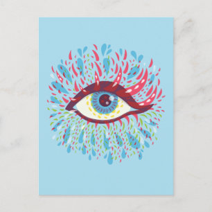 Postal Lágrimas coloridas Extrañas ojos Psicodélicos Azul