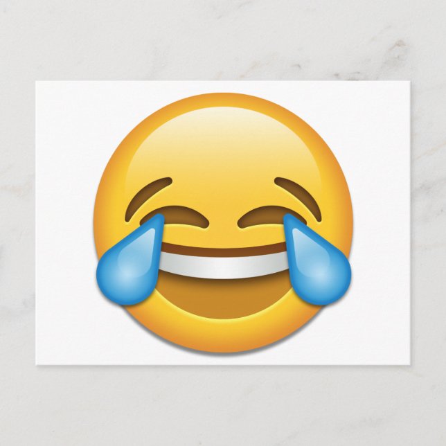 Postal Lágrimas de emoji de Alegría divertida (Anverso)