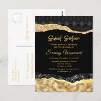 Lágrimas de glamour negro y dorado Sweet Sixteen